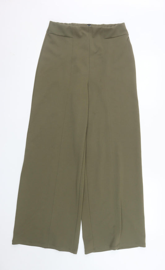 River Island Womens Green Wide-Leg Cropped Trousers Size 10