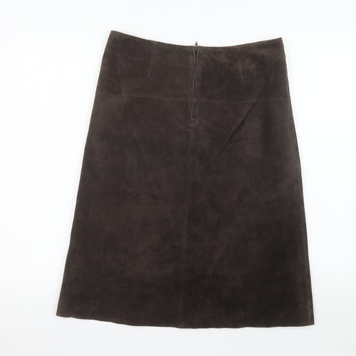 Oasis Women Brown Suede A-Line Knee Length Skirt Size 10