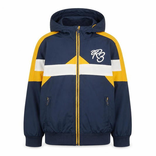 Ripstop Boys Blue Yellow Hooded Colourblock Windbreaker Jacket 11-12 Years