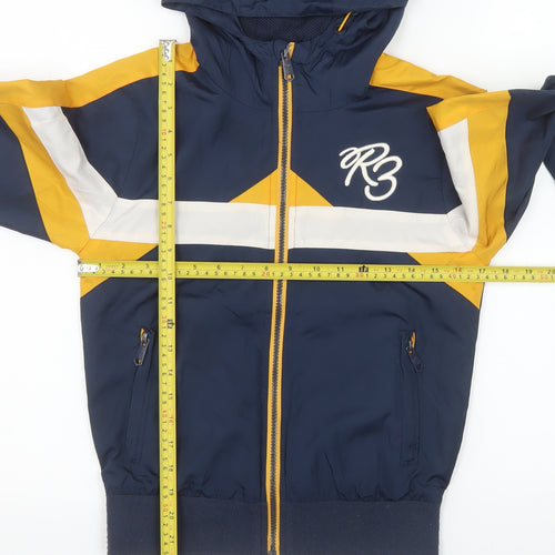 Ripstop Boys Blue Yellow Hooded Colourblock Windbreaker Jacket 11-12 Years