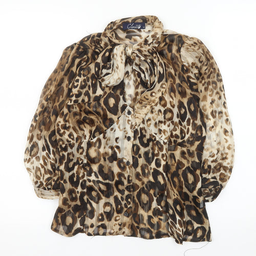 Closet Women Brown Leopard Print Chiffon Wrap Blouse Size 10