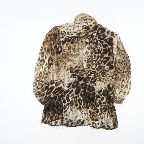 Closet Women Brown Leopard Print Chiffon Wrap Blouse Size 10