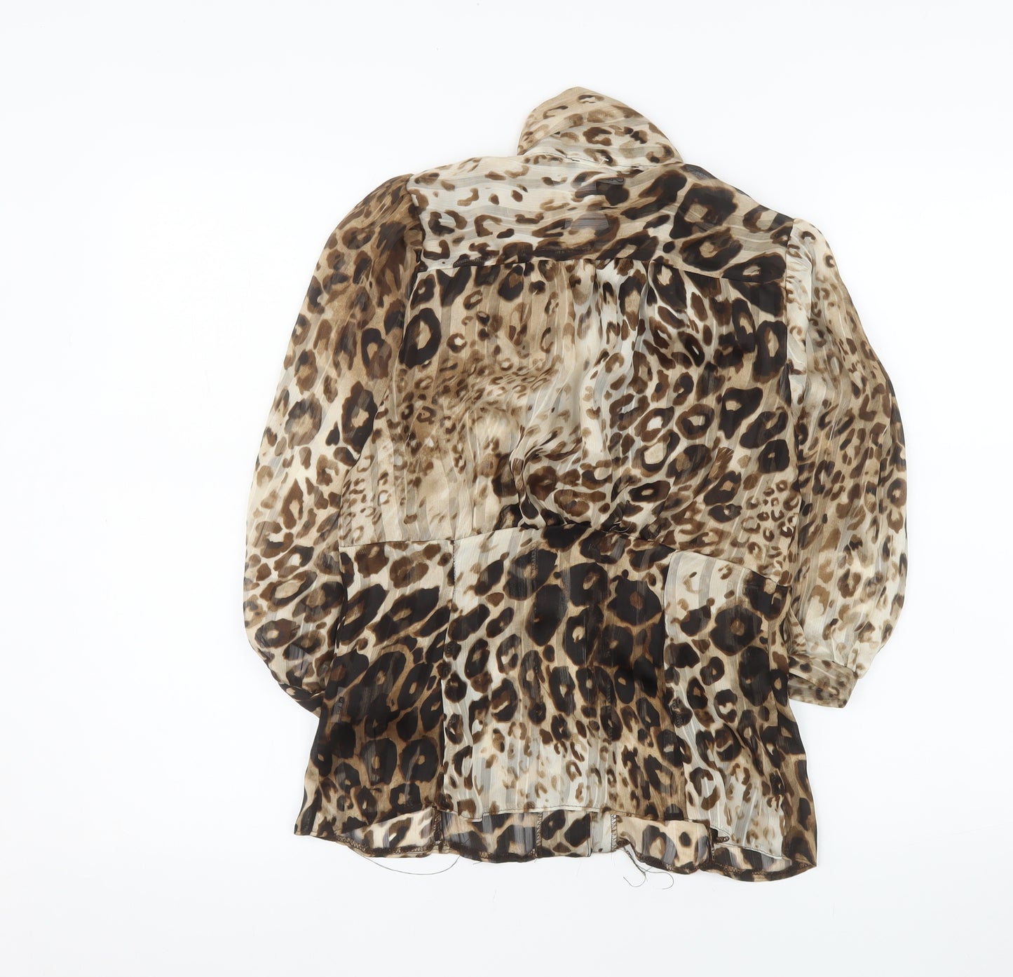 Closet Women Brown Leopard Print Chiffon Wrap Blouse Size 10