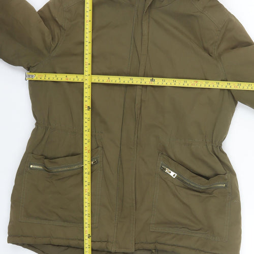 New Look Women Khaki Faux Fur Hooded Parka Jacket UK 12