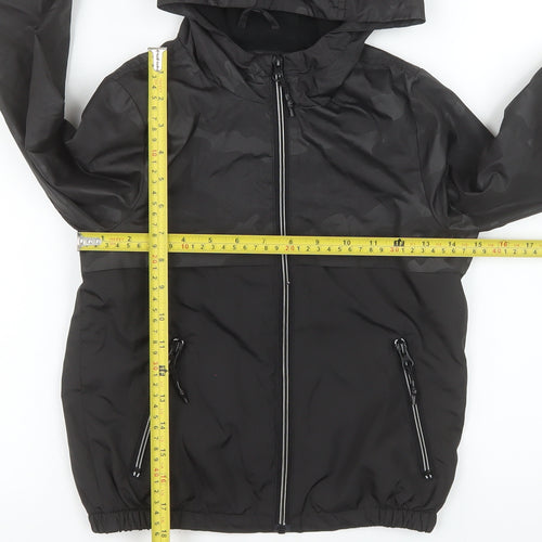 Tu Boys Black Camouflage Lightweight Hooded Windbreaker Jacket 7-8 Years