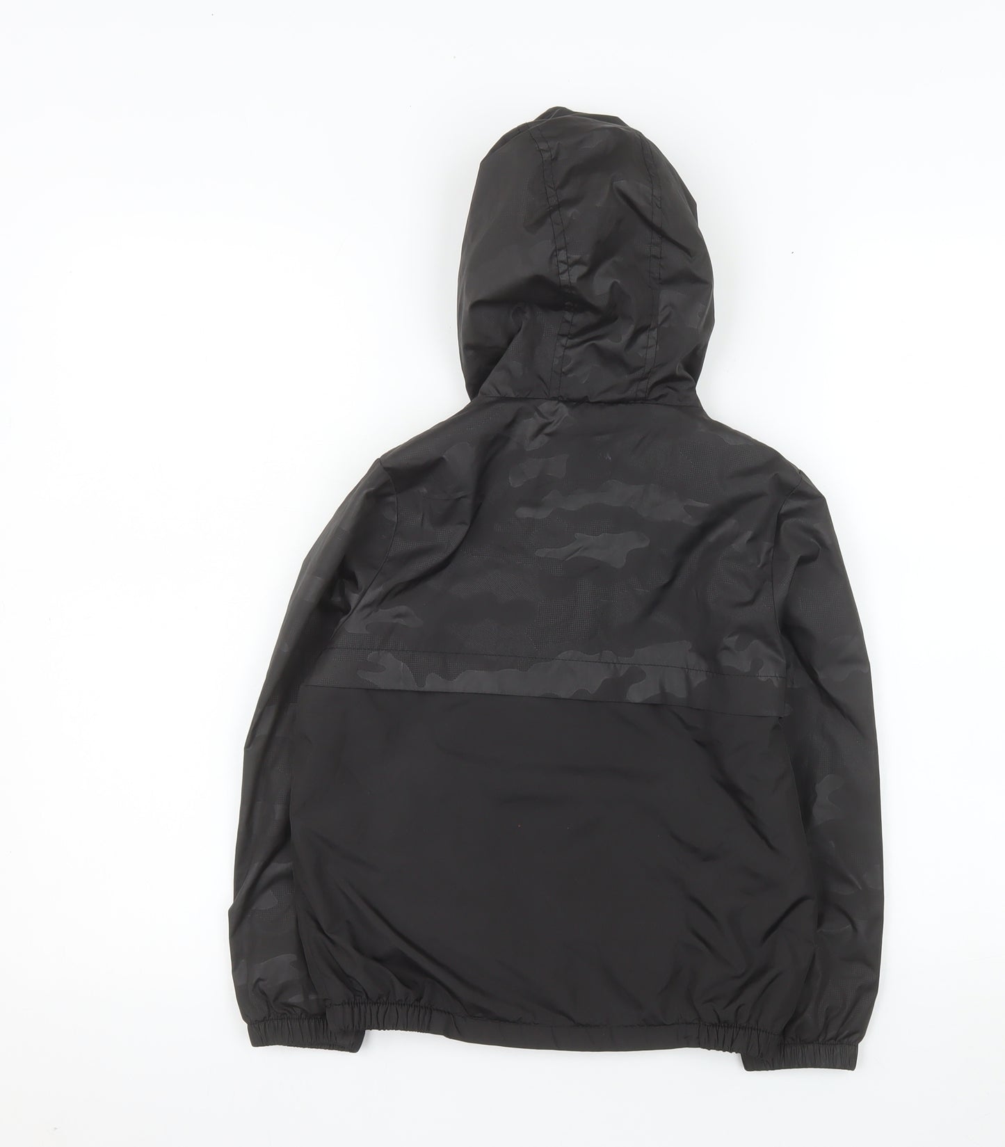 Tu Boys Black Camouflage Lightweight Hooded Windbreaker Jacket 7-8 Years