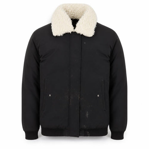 French Connection Men's Black Bomber Jacket Size S Lined Winter Coat