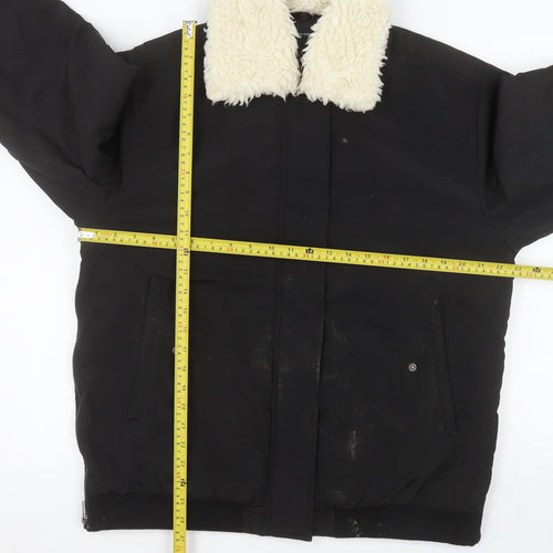 French Connection Men's Black Bomber Jacket Size S Lined Winter Coat