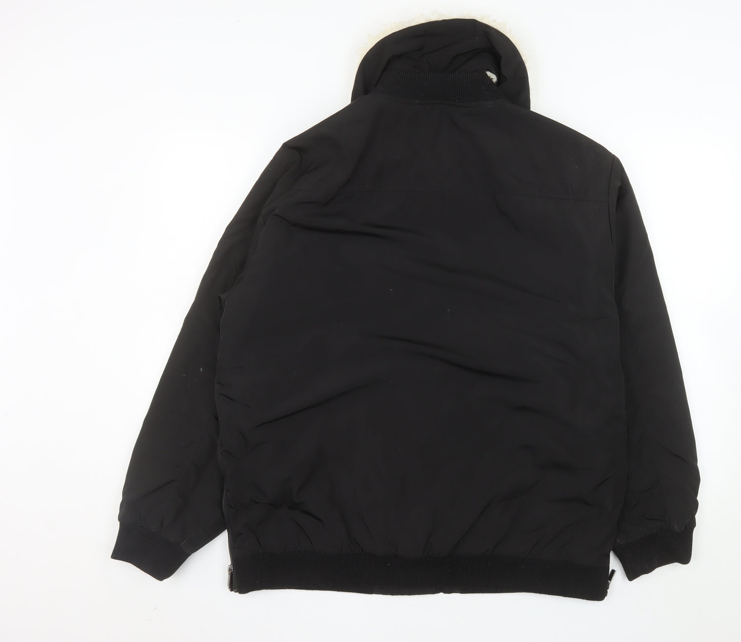 French Connection Men's Black Bomber Jacket Size S Lined Winter Coat