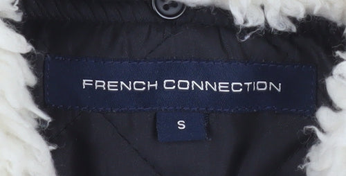 French Connection Men's Black Bomber Jacket Size S Lined Winter Coat