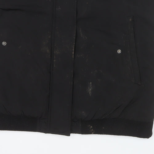French Connection Men's Black Bomber Jacket Size S Lined Winter Coat