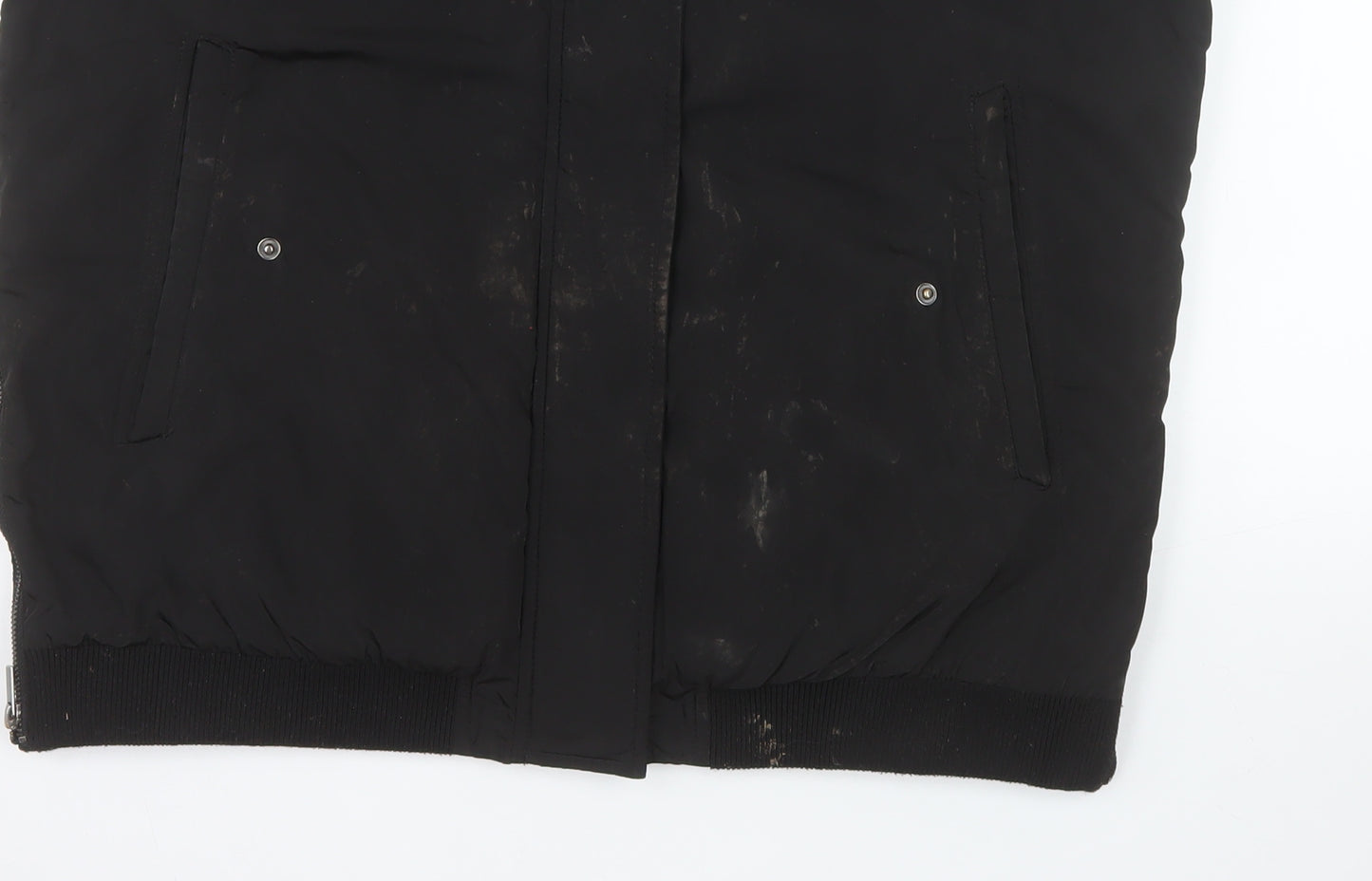 French Connection Men's Black Bomber Jacket Size S Lined Winter Coat