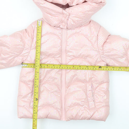 Primark Girls Pink Hooded Puffer Jacket 2 Years Quilted Winter Coat
