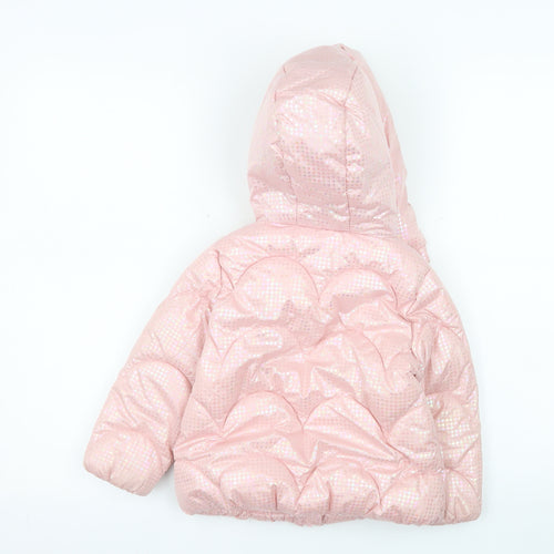 Primark Girls Pink Hooded Puffer Jacket 2 Years Quilted Winter Coat