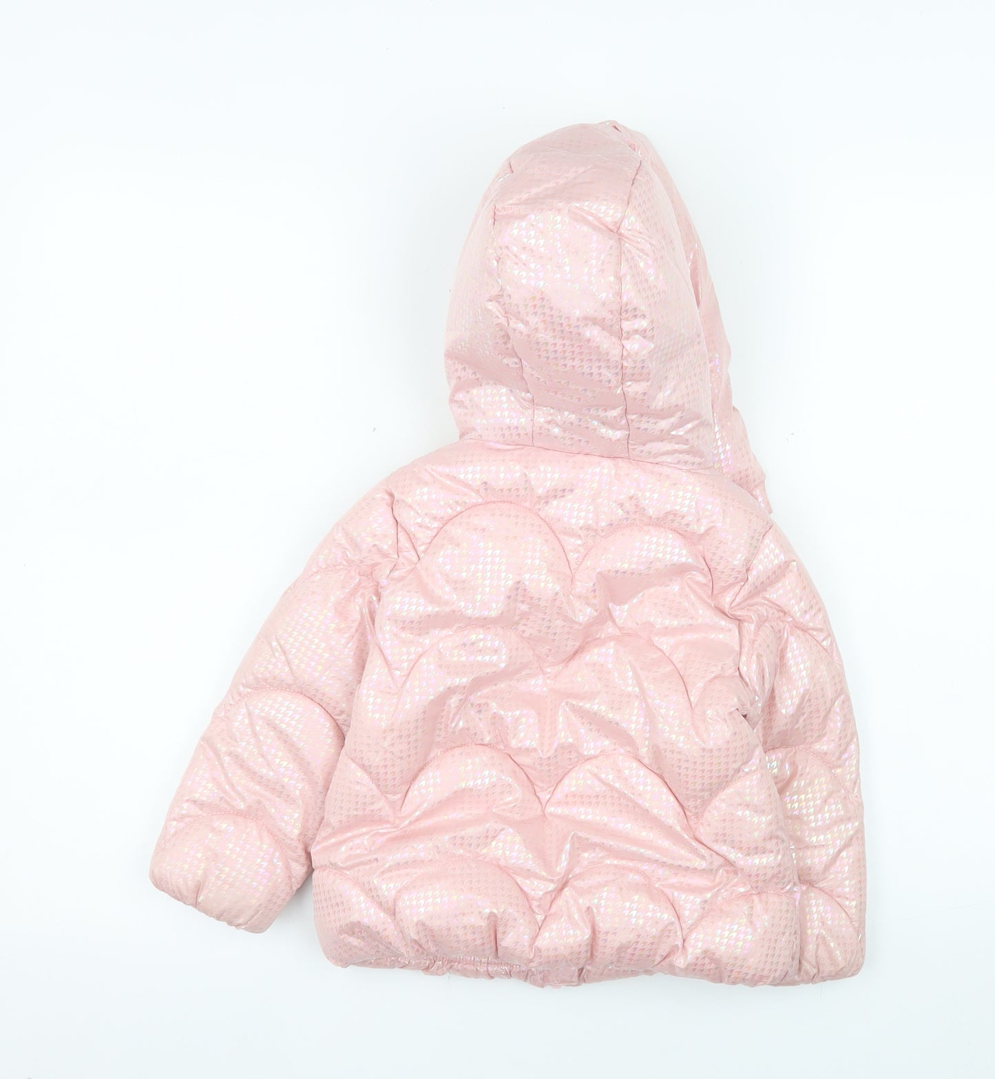 Primark Girls Pink Hooded Puffer Jacket 2 Years Quilted Winter Coat