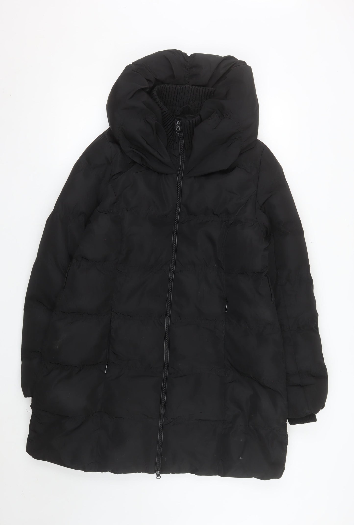 Brave Soul Women's Black Long Puffer Coat Size 14 Hooded Winter Jacket