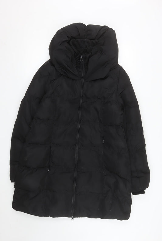 Brave Soul Women's Black Long Puffer Coat Size 14 Hooded Winter Jacket