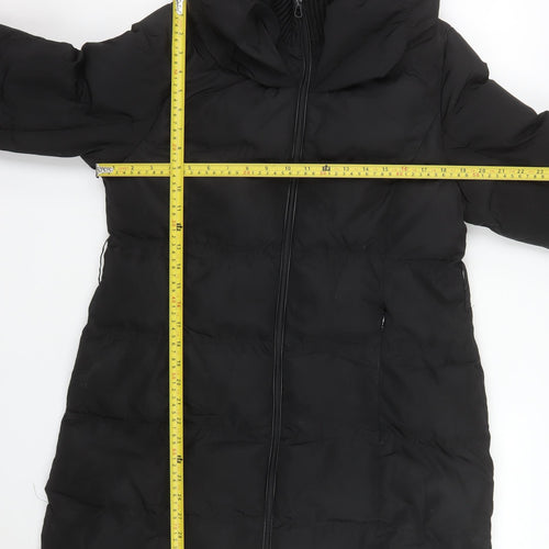 Brave Soul Women's Black Long Puffer Coat Size 14 Hooded Winter Jacket