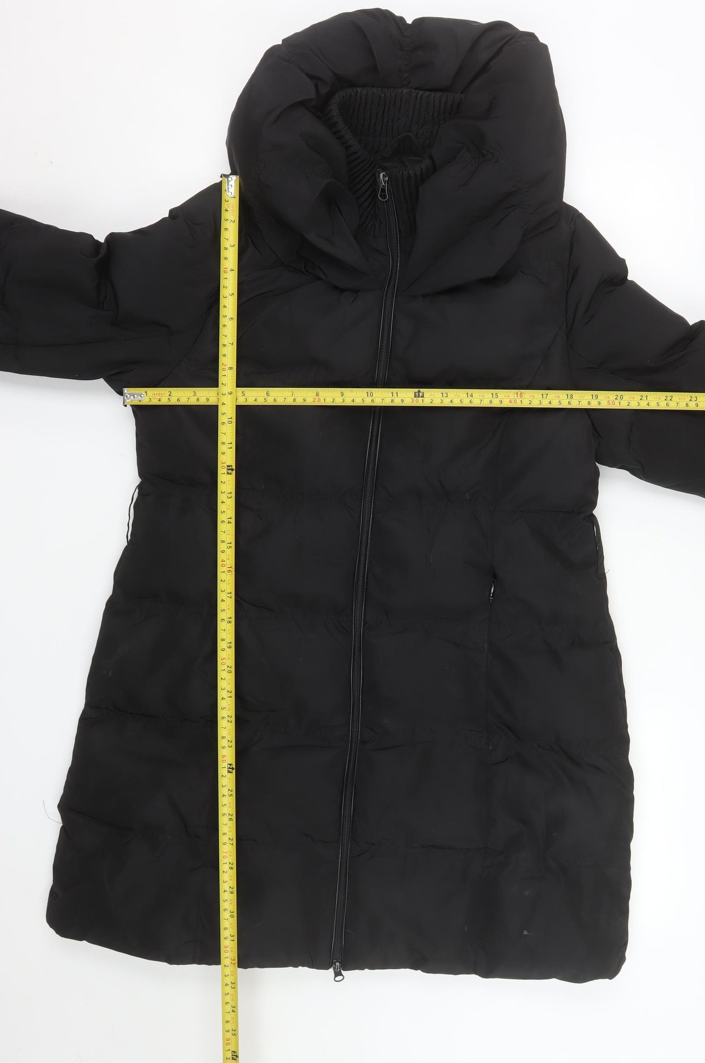 Brave Soul Women's Black Long Puffer Coat Size 14 Hooded Winter Jacket