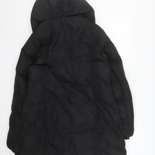 Brave Soul Women's Black Long Puffer Coat Size 14 Hooded Winter Jacket