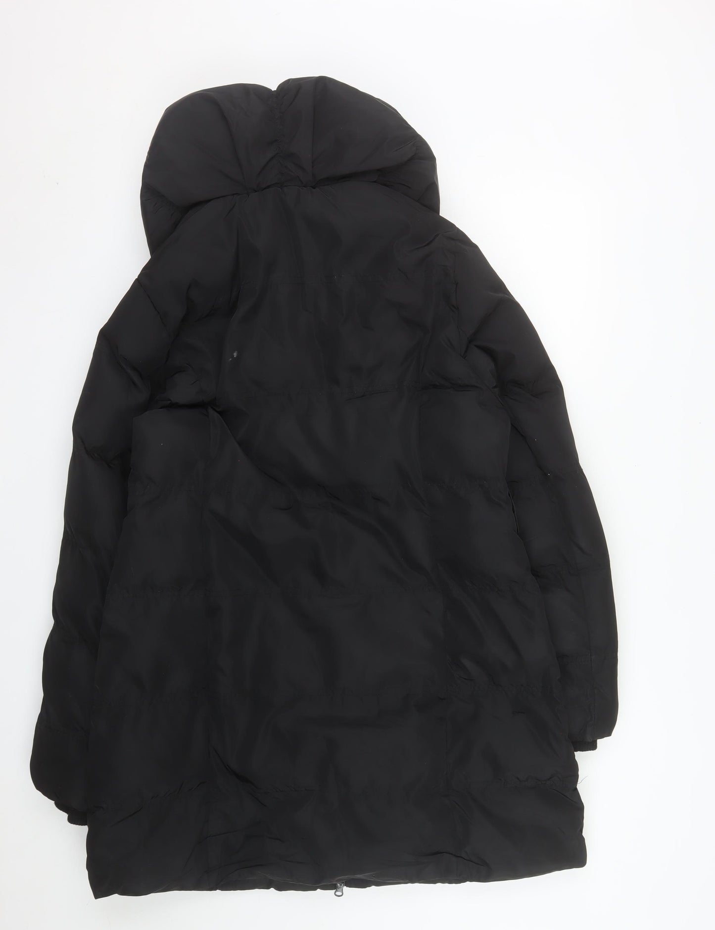Brave Soul Women's Black Long Puffer Coat Size 14 Hooded Winter Jacket
