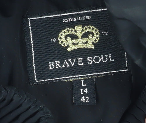 Brave Soul Women's Black Long Puffer Coat Size 14 Hooded Winter Jacket