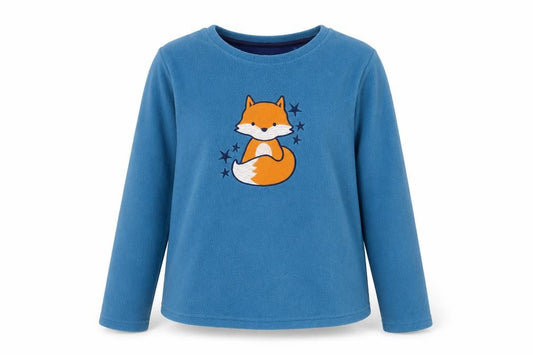 Nightwear Essentials Women Blue Fleece Pyjama Top Size 14-16 Fox Design