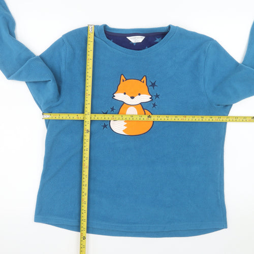 Nightwear Essentials Women Blue Fleece Pyjama Top Size 14-16 Fox Design
