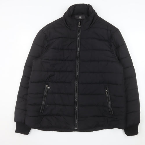 Marks and Spencer Men's Black Puffer Jacket XL Stand-Up Collar