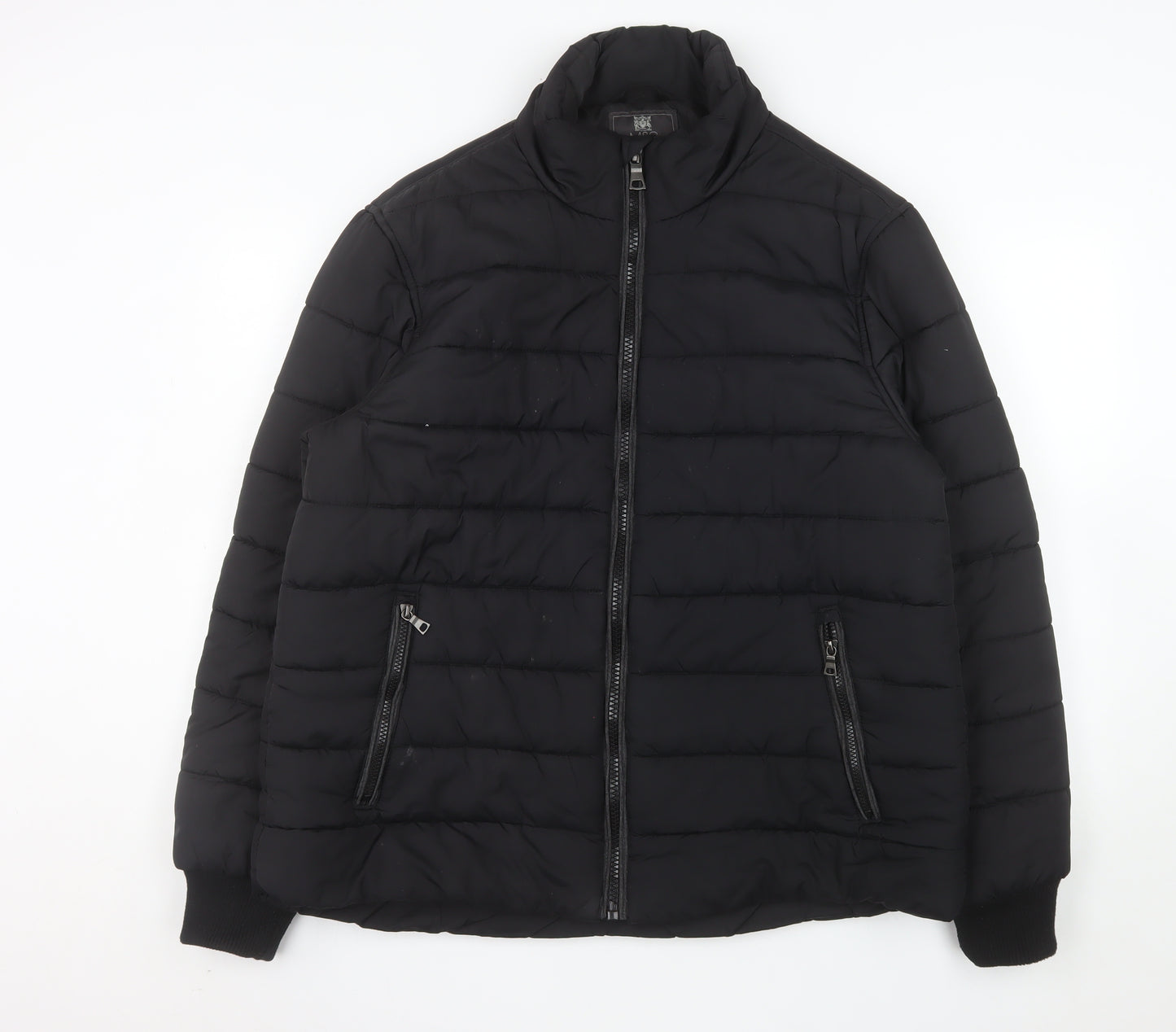 Marks and Spencer Men's Black Puffer Jacket XL Stand-Up Collar
