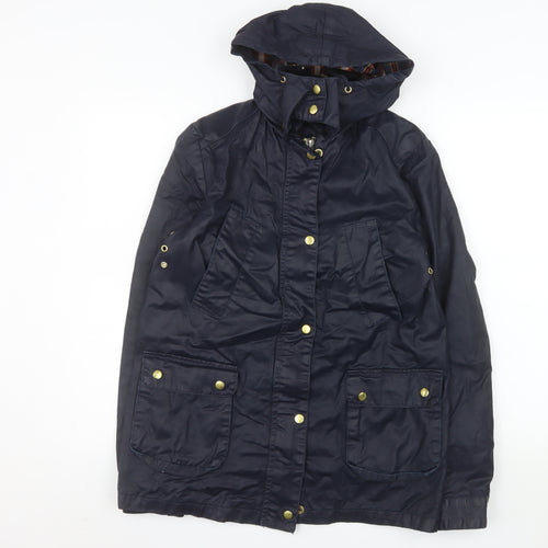 Zara Woman Blue Hooded Waterproof Parka Jacket XS