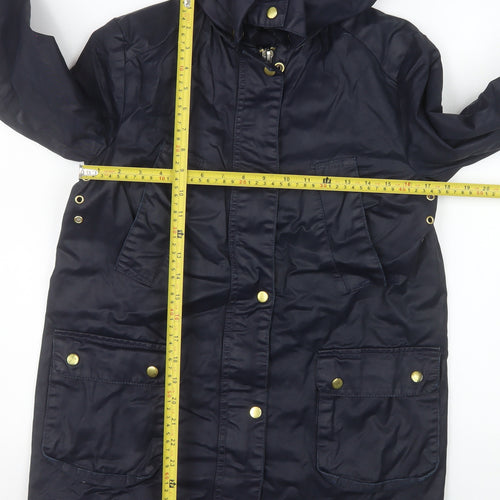 Zara Woman Blue Hooded Waterproof Parka Jacket XS