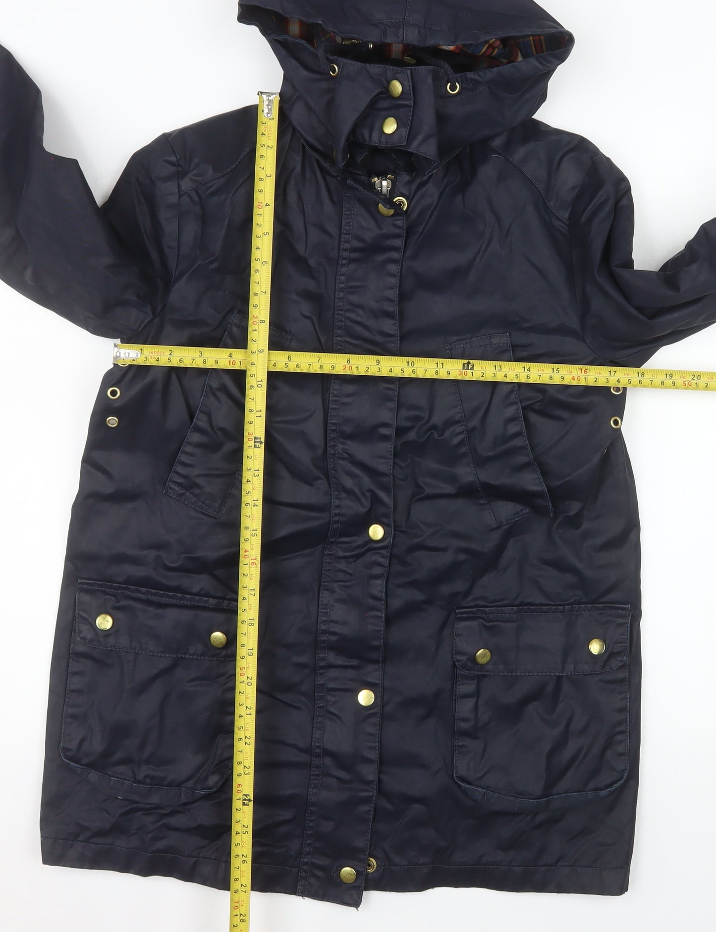 Zara Woman Blue Hooded Waterproof Parka Jacket XS