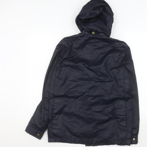Zara Woman Blue Hooded Waterproof Parka Jacket XS