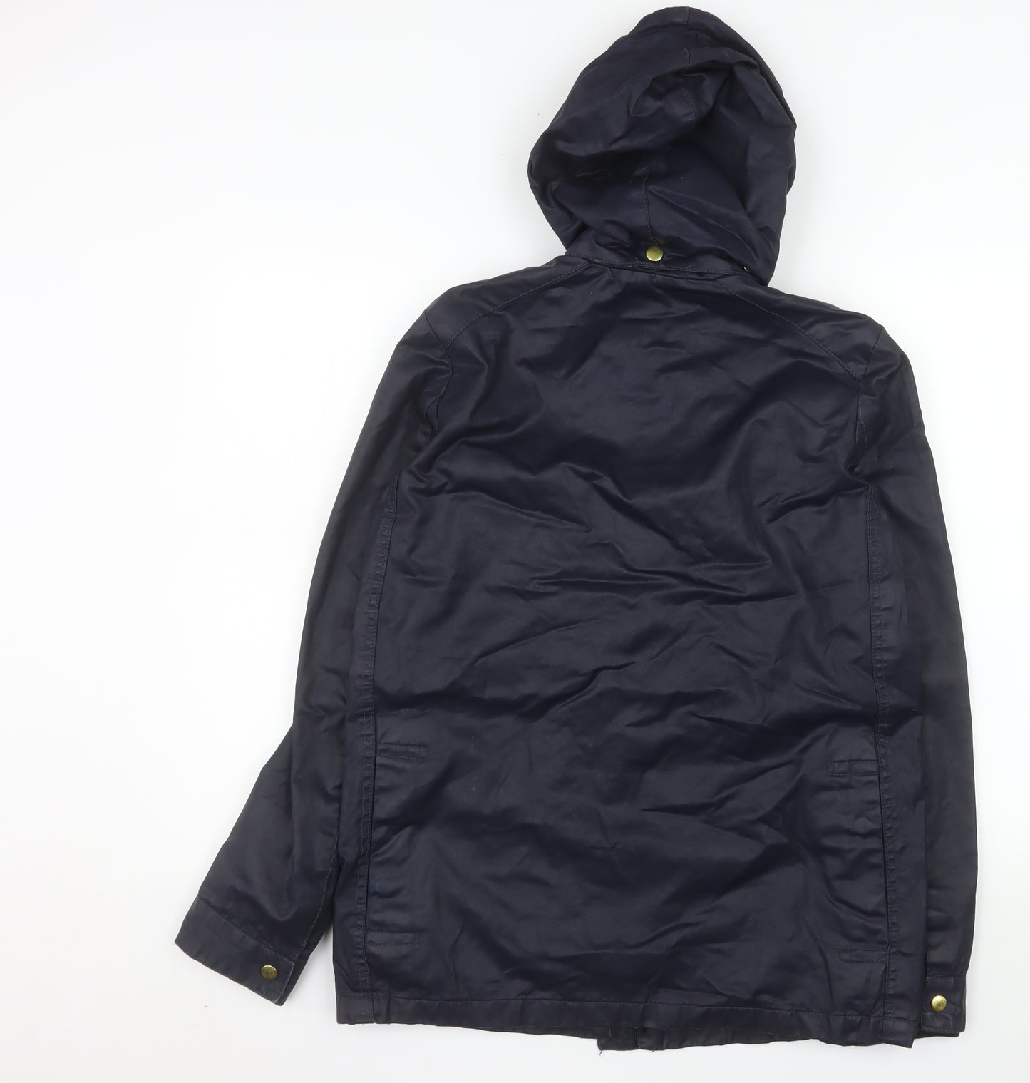 Zara Woman Blue Hooded Waterproof Parka Jacket XS