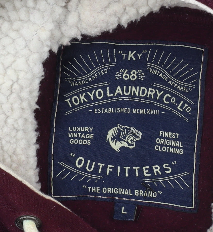 Tokyo Laundry Men's Red Sherpa Lined Pullover Hoodie Size L