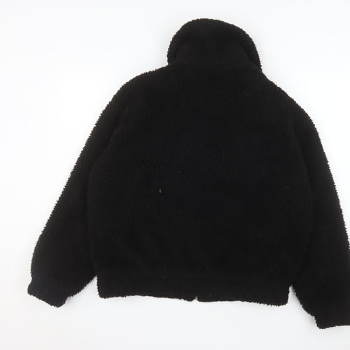New Look Women Black Sherpa Fleece Jacket Size S Full Zip Warm