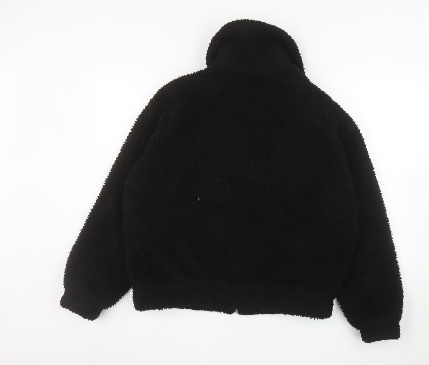 New Look Women Black Sherpa Fleece Jacket Size S Full Zip Warm