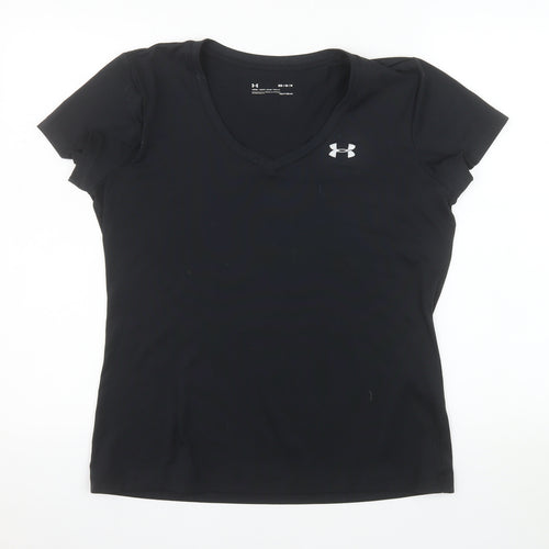 Under Armour Womens Black V-Neck Short Sleeve Activewear T-Shirt M