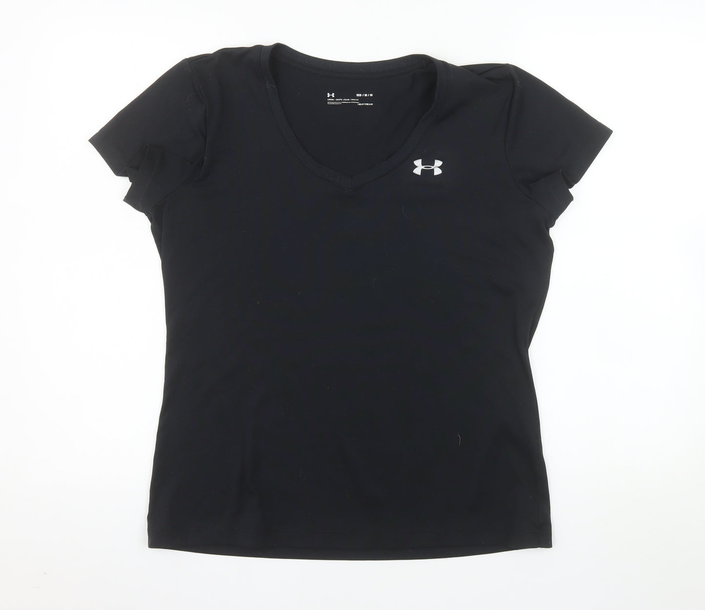 Under Armour Womens Black V-Neck Short Sleeve Activewear T-Shirt M