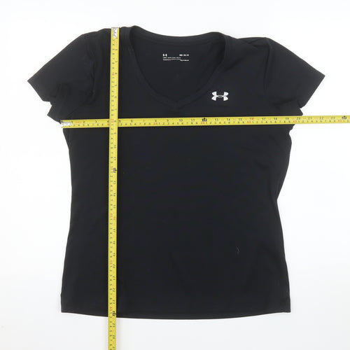 Under Armour Womens Black V-Neck Short Sleeve Activewear T-Shirt M