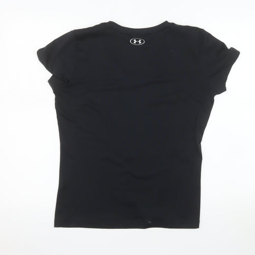 Under Armour Womens Black V-Neck Short Sleeve Activewear T-Shirt M