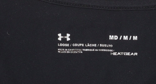 Under Armour Womens Black V-Neck Short Sleeve Activewear T-Shirt M