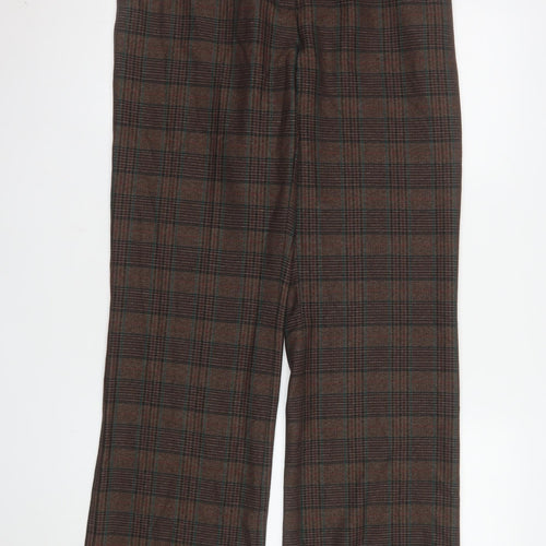ANDAM Womens Brown Check Trousers UK 14 Straight Leg
