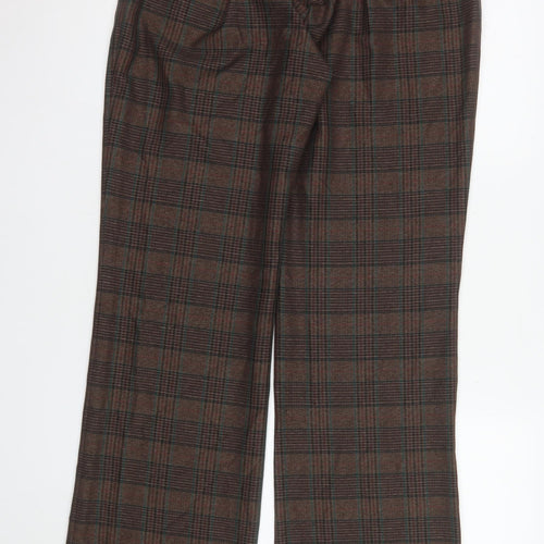 ANDAM Womens Brown Check Trousers UK 14 Straight Leg