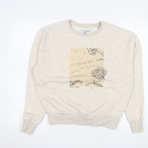 Red Button Womens Beige Floral Sweatshirt Size S Pullover Casual