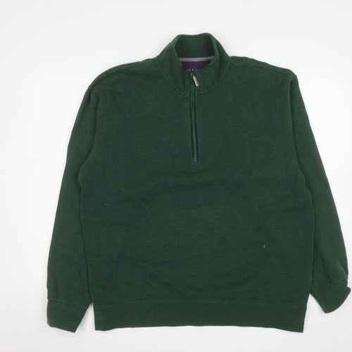 Orvis Men's Green 1/4 Zip Cotton Pullover Sweatshirt Size L
