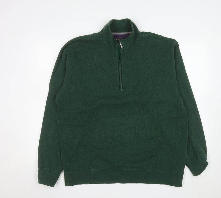 Orvis Men's Green 1/4 Zip Cotton Pullover Sweatshirt Size L
