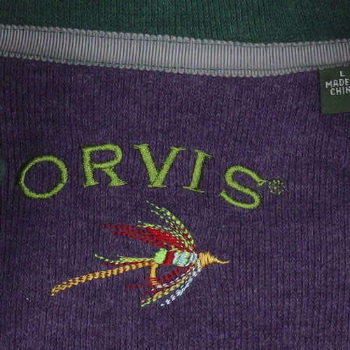 Orvis Men's Green 1/4 Zip Cotton Pullover Sweatshirt Size L