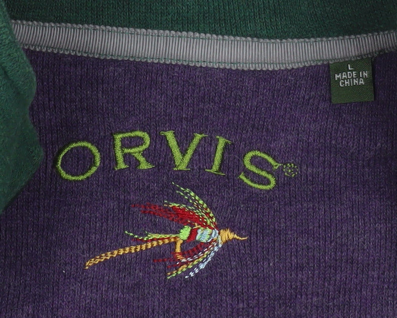 Orvis Men's Green 1/4 Zip Cotton Pullover Sweatshirt Size L